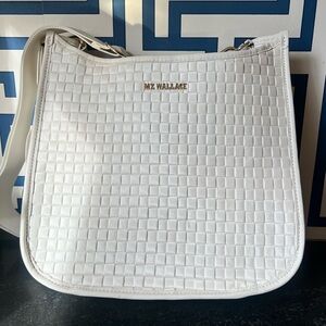 MZ Wallace Woven Box Crossbody in Pearl Metallic